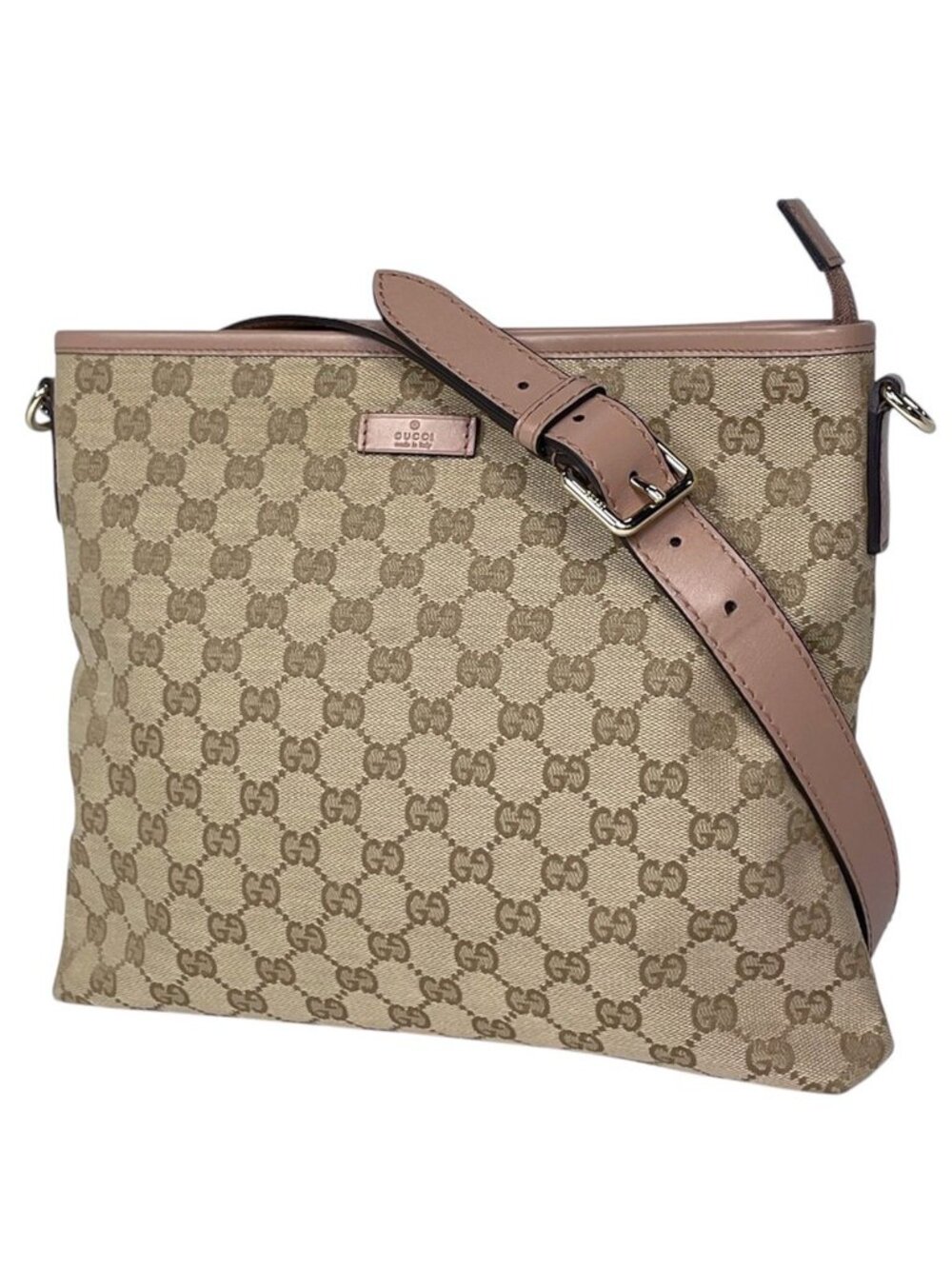 Gucci Shoulder Bag GG Pattern Canvas Beige Pink